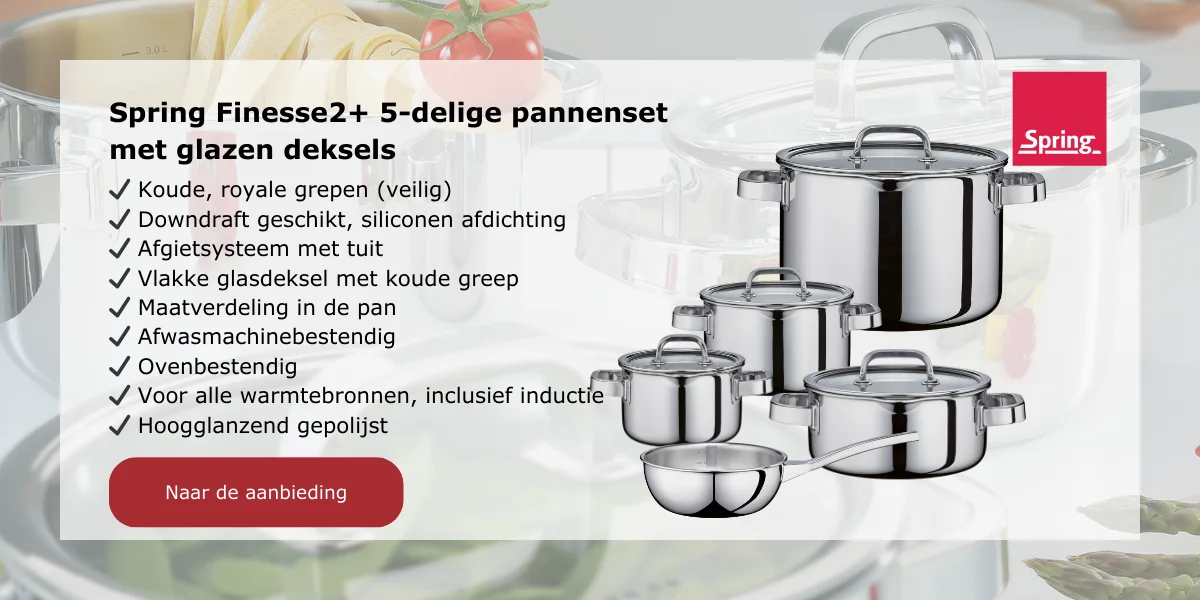Spring Finesse2+ 5-delige pannenset met glazen deksels